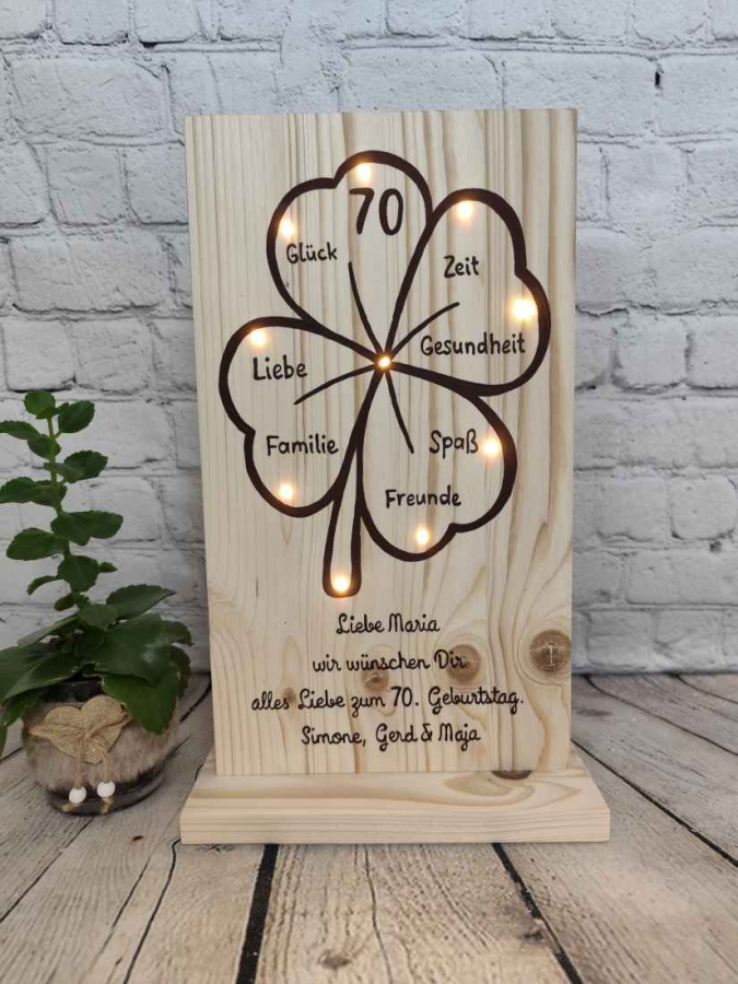 Geburtstagsgeschenk personalisiert Kleeblatt