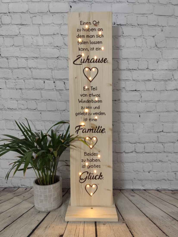 Holzaufsteller Geschenk zur Hochzeit Zuhause Familie Glück
