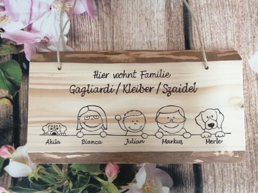 Köpfe - Familien Schild - individuell personalisiert