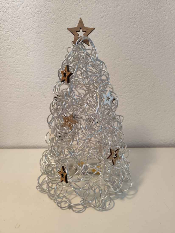 Preview: Aludrahtbaum-gold-weiß-Weihnachtsdeko