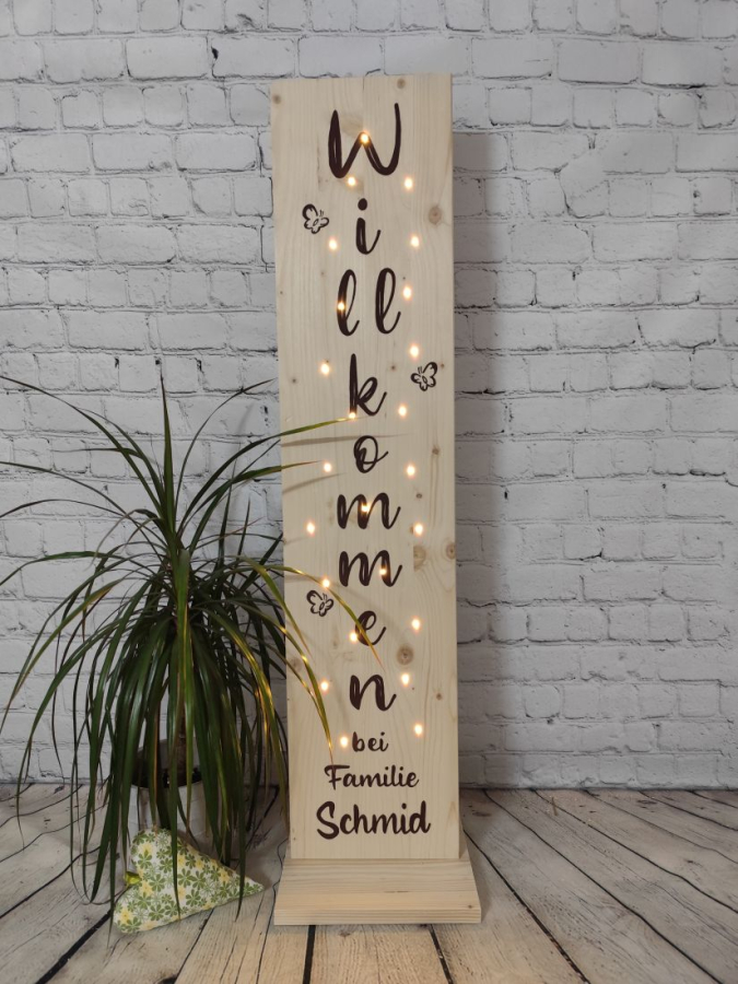 Willkommen Einzugsgeschenk Holzaufsteller